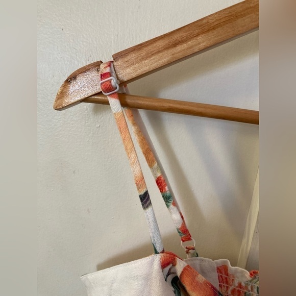 NWT Sofia Jeans by Sofia Vergara tie front peplum top linen blend fruit print M - Picture 5 of 11